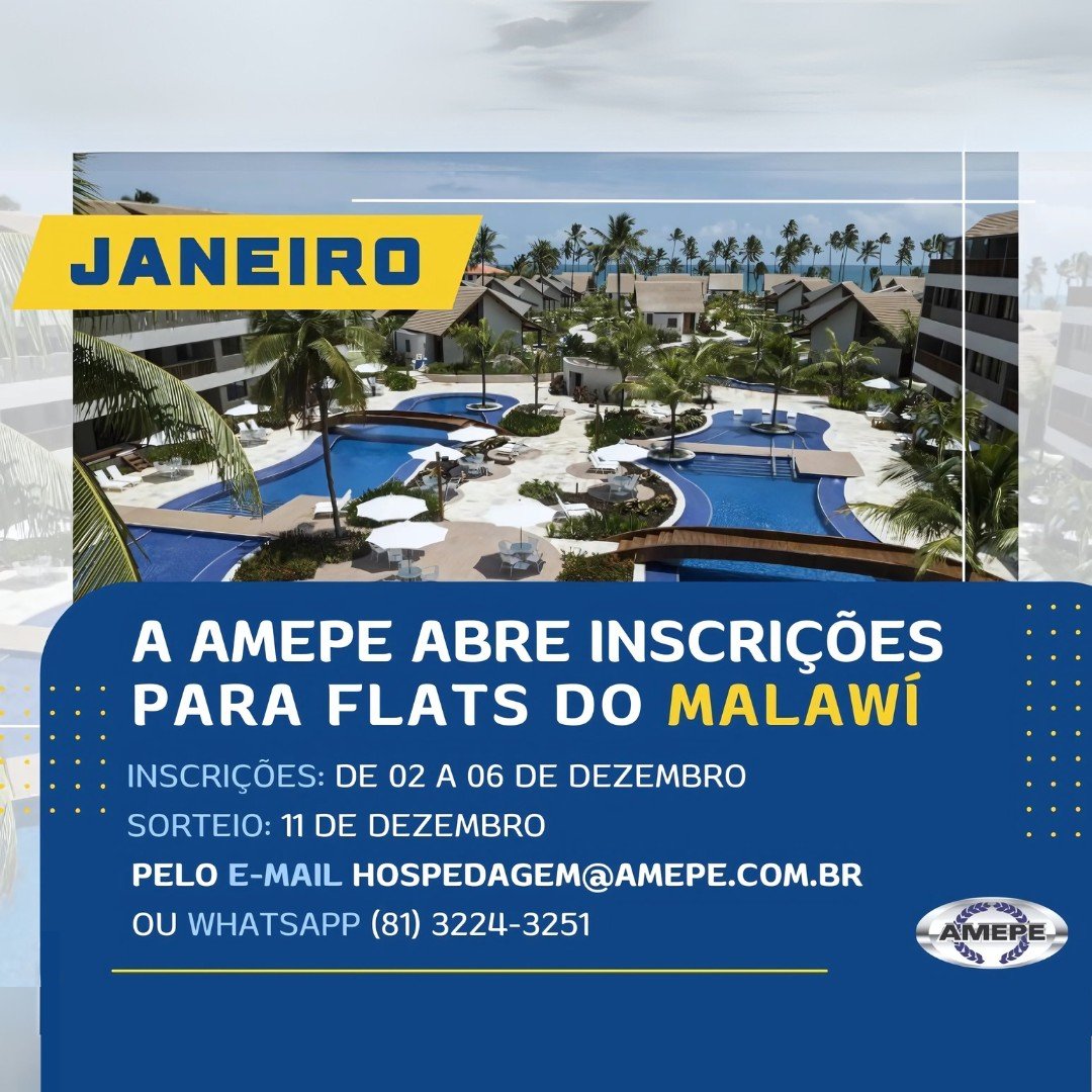 Imagem de capa - Inscrições para hospedagem nos flats de Muro Alto no mês de JANEIRO começam nesta segunda-feira