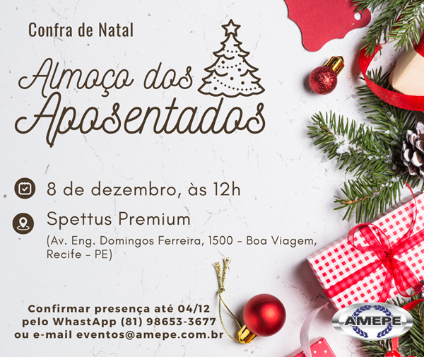 Imagem de Capa - Almoço de Natal das magistradas e magistrados aposentados será no dia 08 de dezembro
