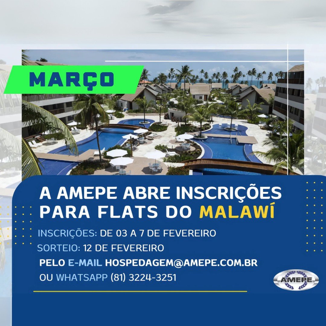 Imagem de Capa - Começam nesta segunda-feira (3) as inscrições para hospedagem nos flats de Muro Alto no mês de MARÇO