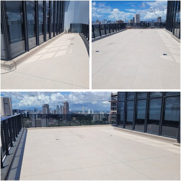 Imagem de capa - Área externa da sede da AMEPE já está com novo piso, eliminando riscos de infiltrações