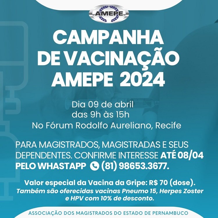 imagem de capa - Campanha de Vacinação contra a Gripe promovida pela AMEPE será no dia 9 de abril