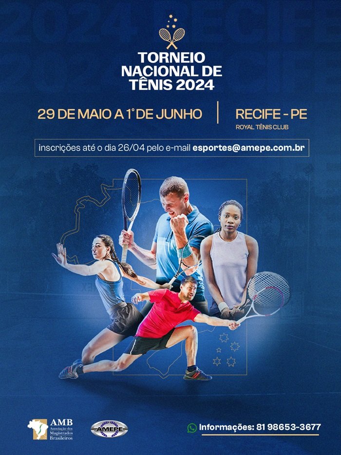 imagem de capa - Inscrições abertas: AMB e AMEPE promovem Torneio Nacional de Tênis, no Recife-PE
