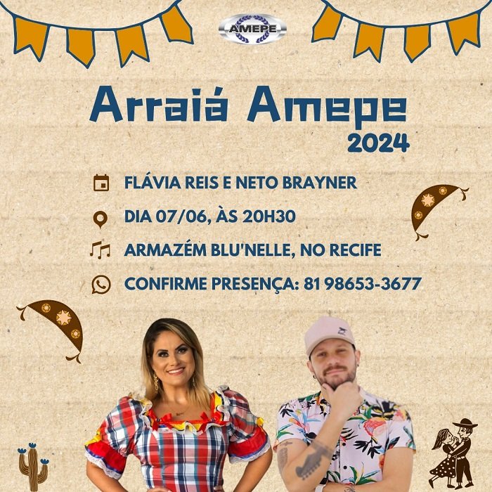 imagem de capa - São João da AMEPE será no dia 7 de junho, no Armazém Blu'nelle. Confirme sua presença!