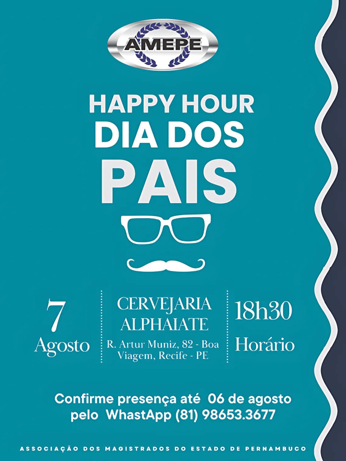 Imagem de capa- Para celebrar o Mês dos Pais, AMEPE promove happy hour para pais associados no dia 7 de agosto