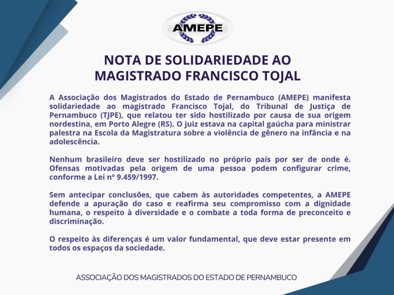 Nota de solidariedade ao magistrado Francisco Tojal