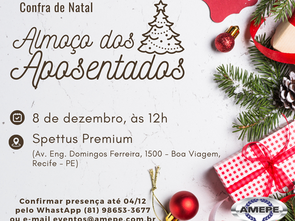 Imagem de Capa - Almoço de Natal das magistradas e magistrados aposentados será no dia 08 de dezembro