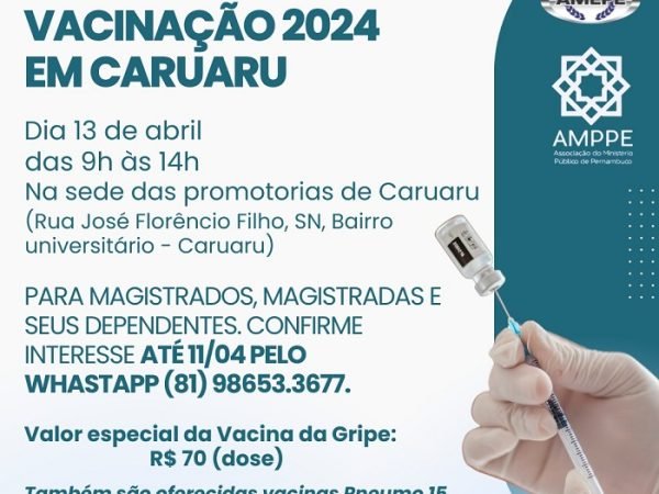 imagem de capa - Campanha de Vacinação da AMEPE em Caruaru será no dia 13 de abril